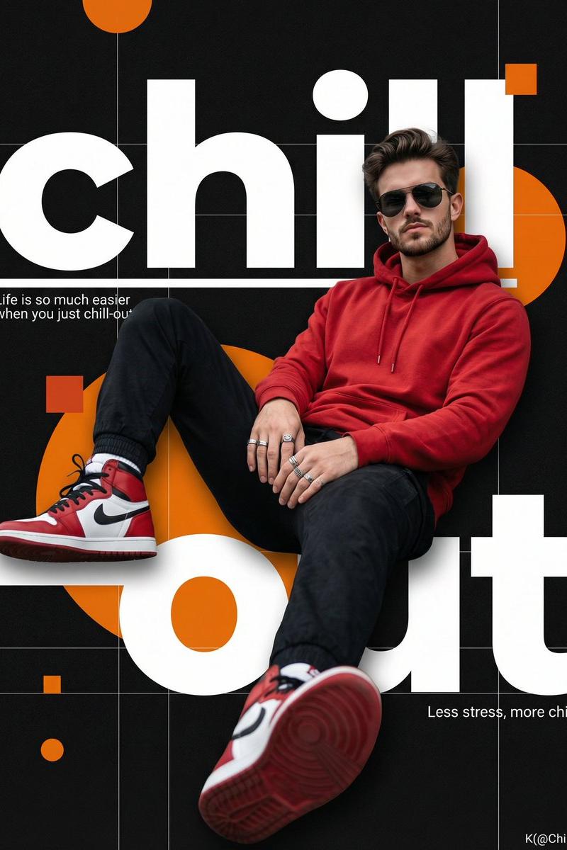 Chill-out red hoodie poster: GPT Image 2 prompt