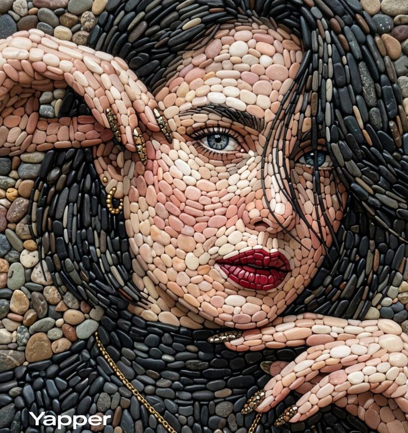Pebble mosaic woman: GPT Image 2 prompt
