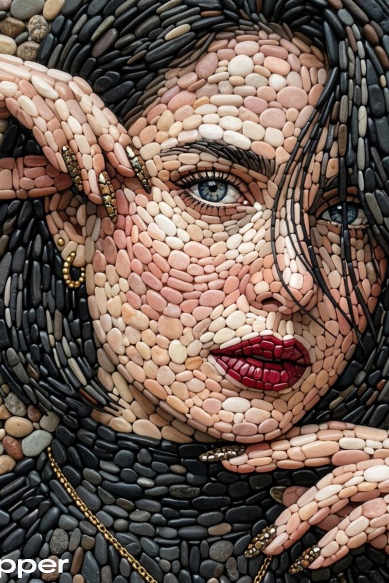 Pebble mosaic woman: GPT Image 2 prompt