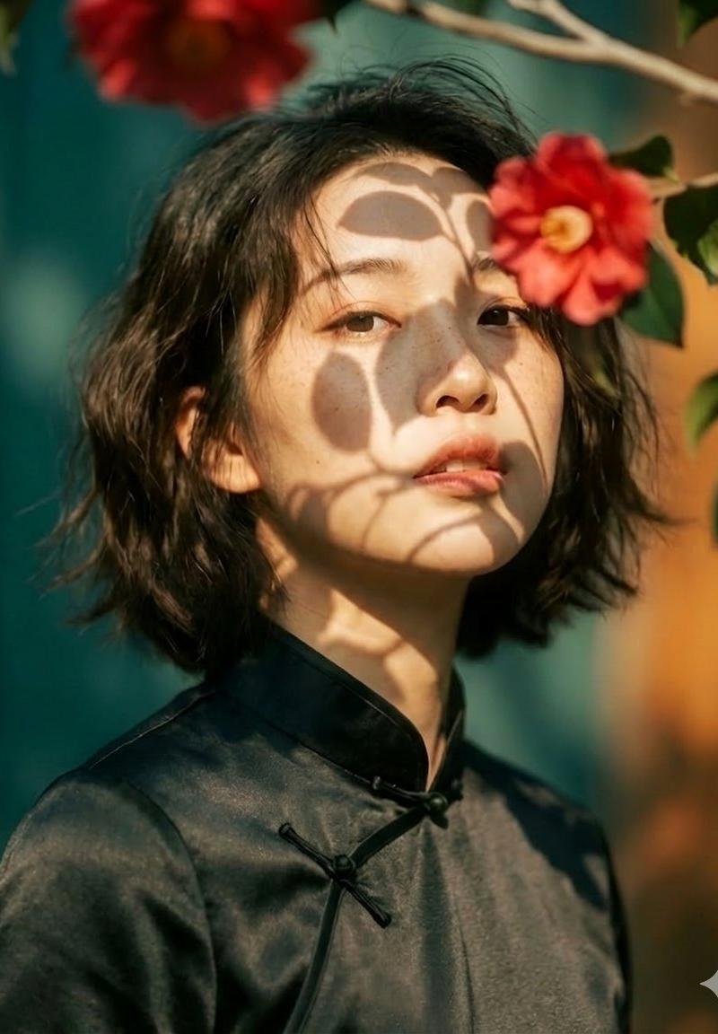 Black qipao camellia portrait: GPT Image 2 prompt