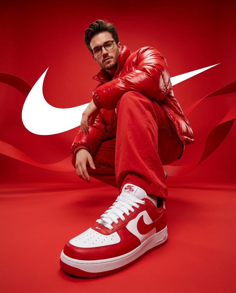 Red puffer streetwear crouch: GPT Image 2 prompt