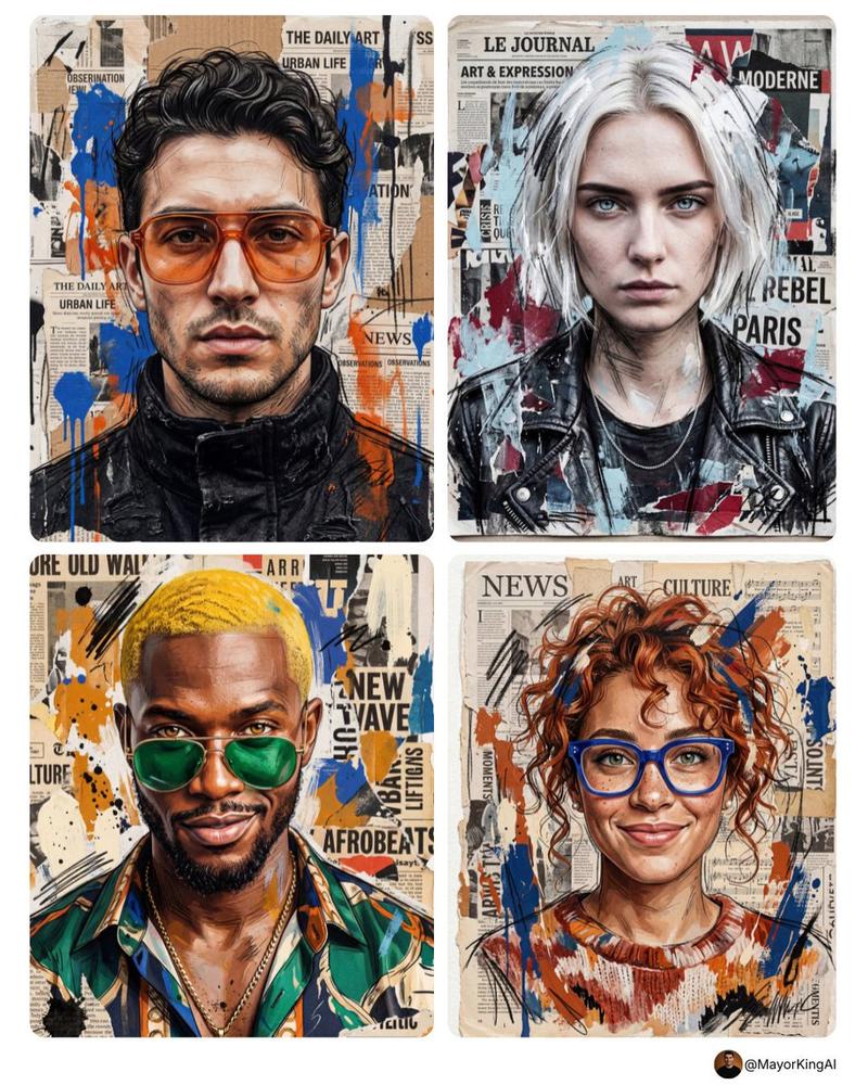 Mixed-media torn collage portrait: GPT Image 2 prompt