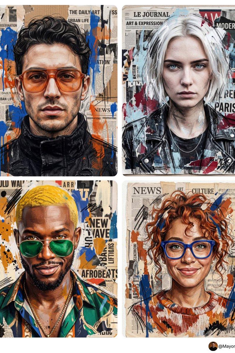 Mixed-media torn collage portrait: GPT Image 2 prompt