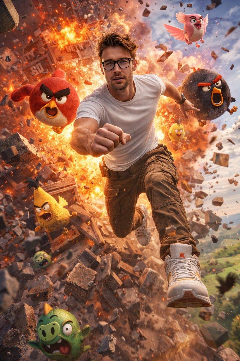 Angry Birds escape selfie: GPT Image 2 prompt