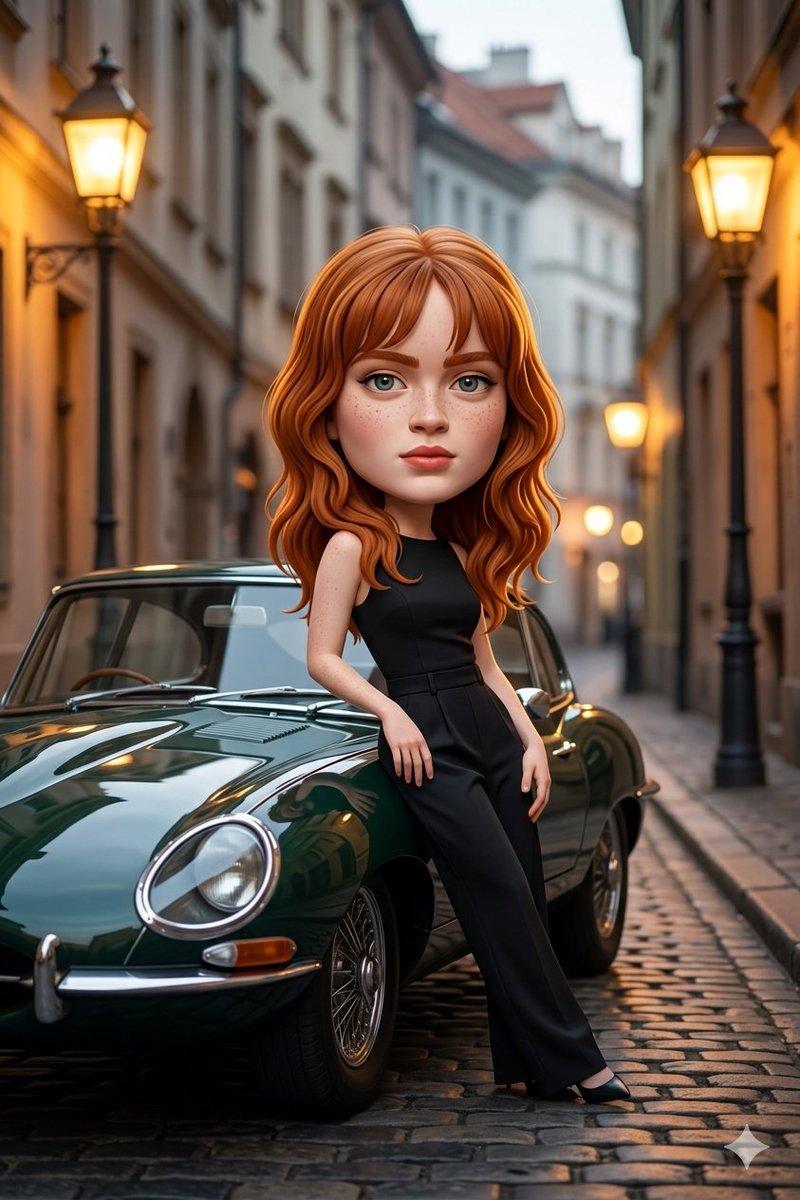 Caricature vintage car scene: GPT Image 2 prompt