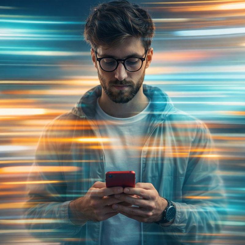 Teal speed-light blur portrait: GPT Image 2 prompt