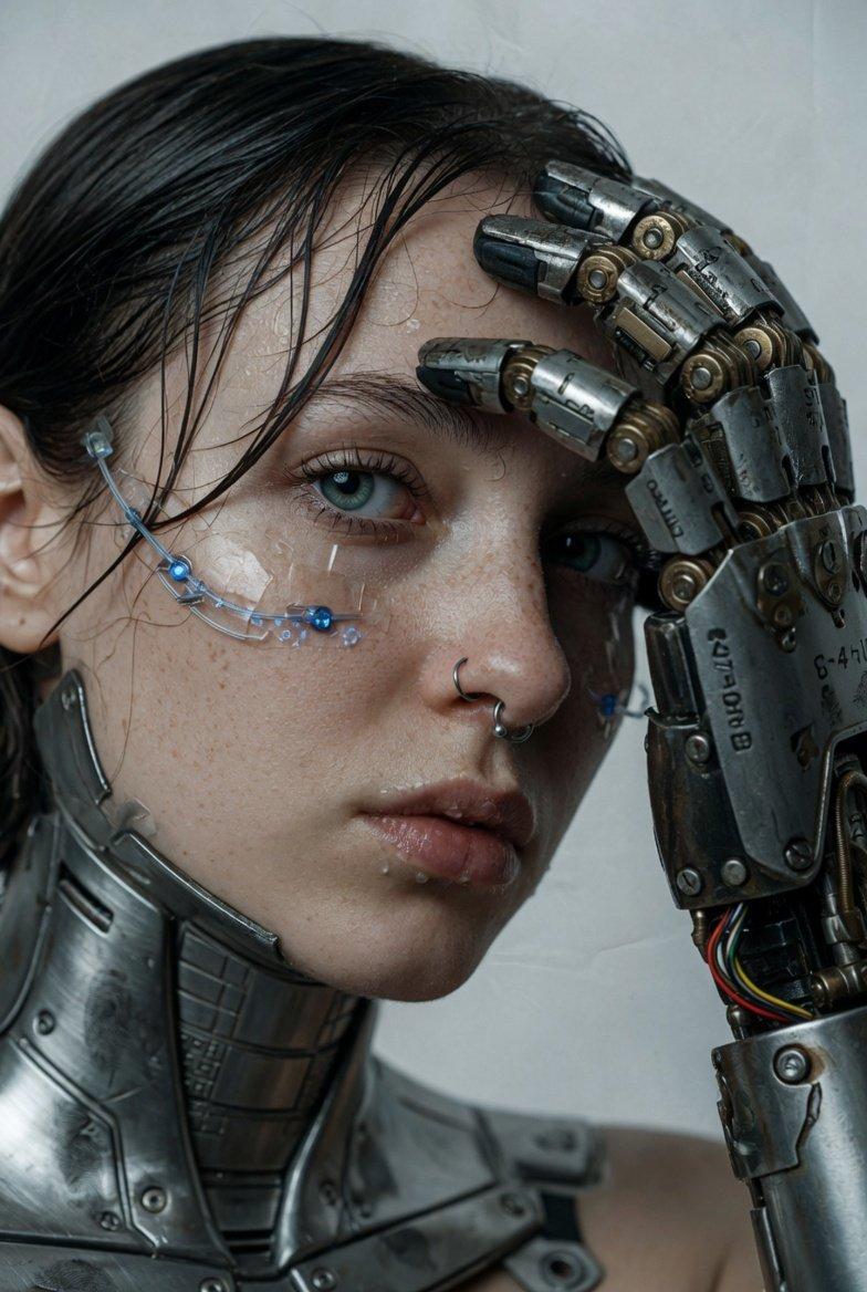 Cybernetic freckled portrait: GPT Image 2 prompt