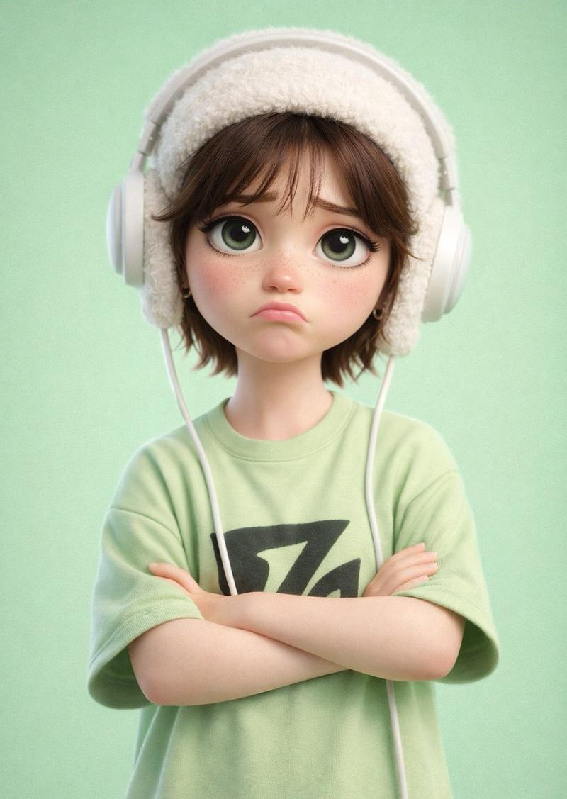 Pastel green pouty character: GPT Image 2 prompt