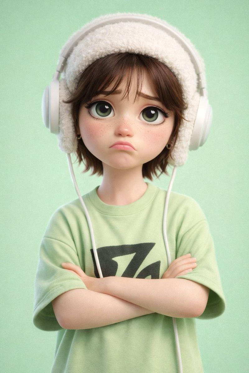 Pastel green pouty character: GPT Image 2 prompt