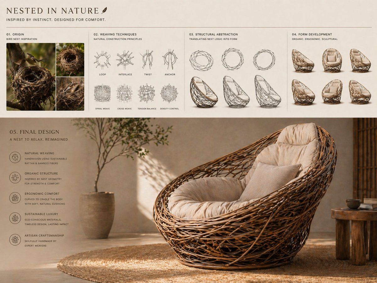 Bird-nest sculptural lounge chair: GPT Image 2 prompt