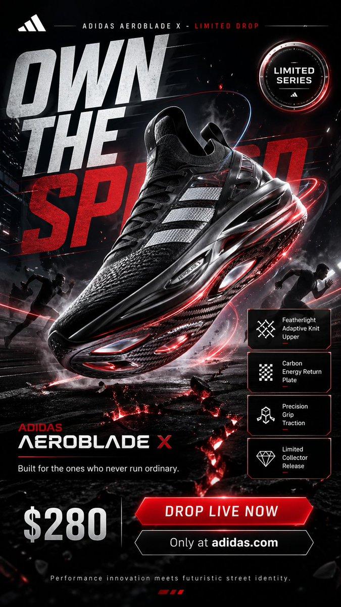 Adidas Aeroblade X drop poster: GPT Image 2 prompt