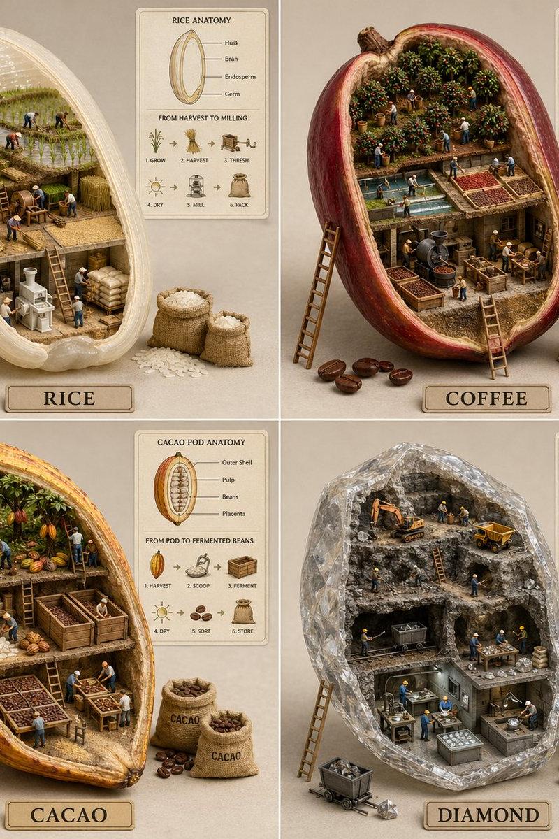 Sliced ingredient diorama 2x2 grid: GPT Image 2 prompt