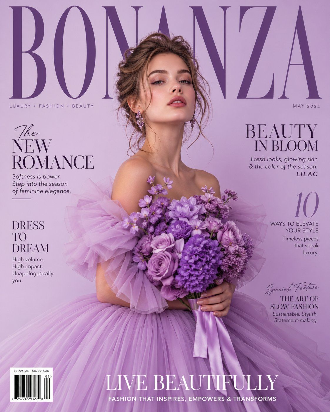 Lavender tulle couture cover: GPT Image 2 prompt