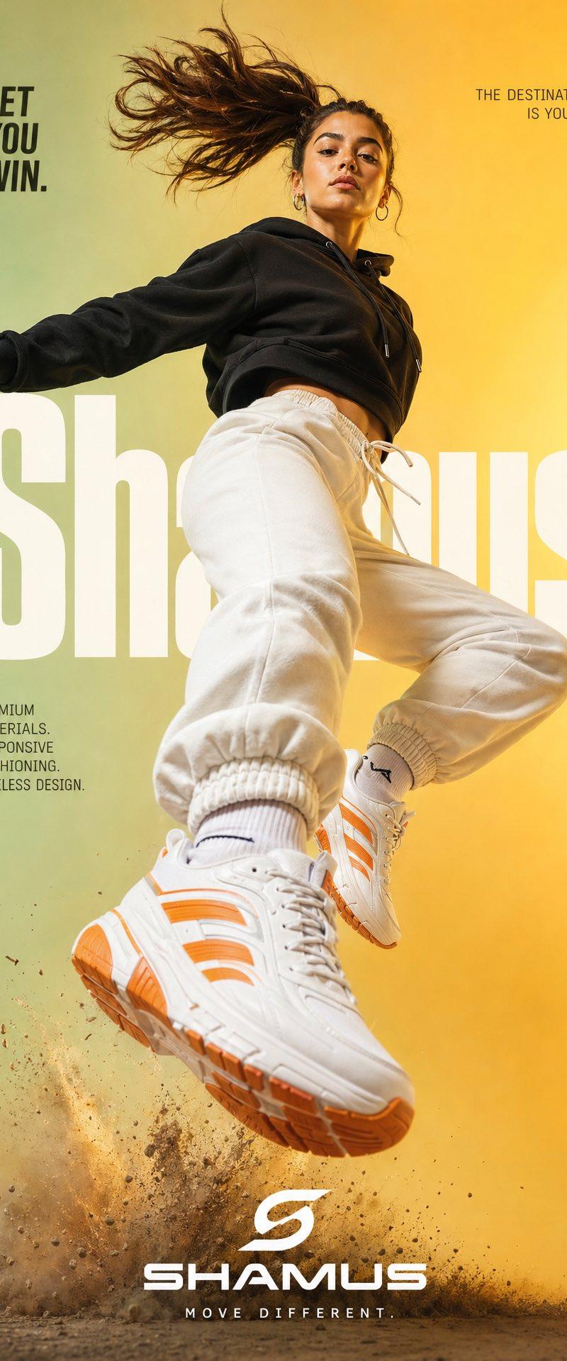 Female mid-air sneaker ad: GPT Image 2 prompt