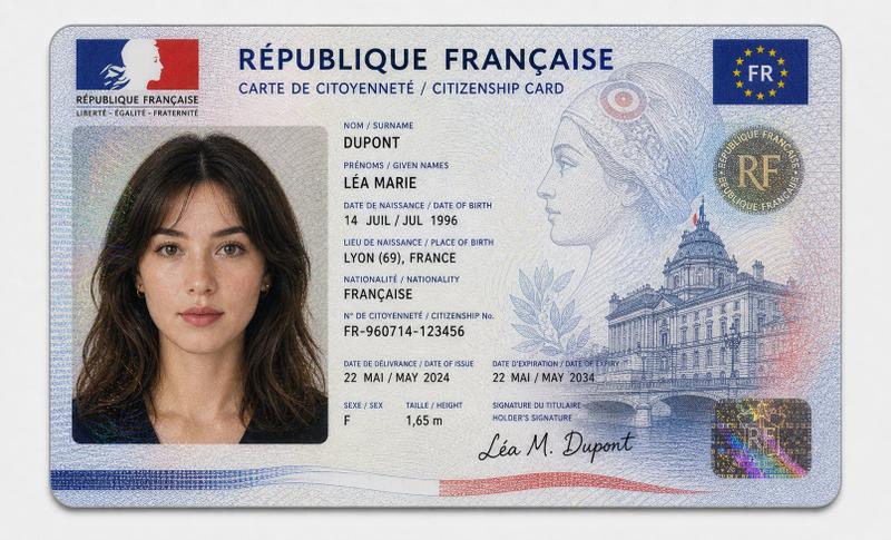 Photorealistic French ID card mockup: GPT Image 2 prompt