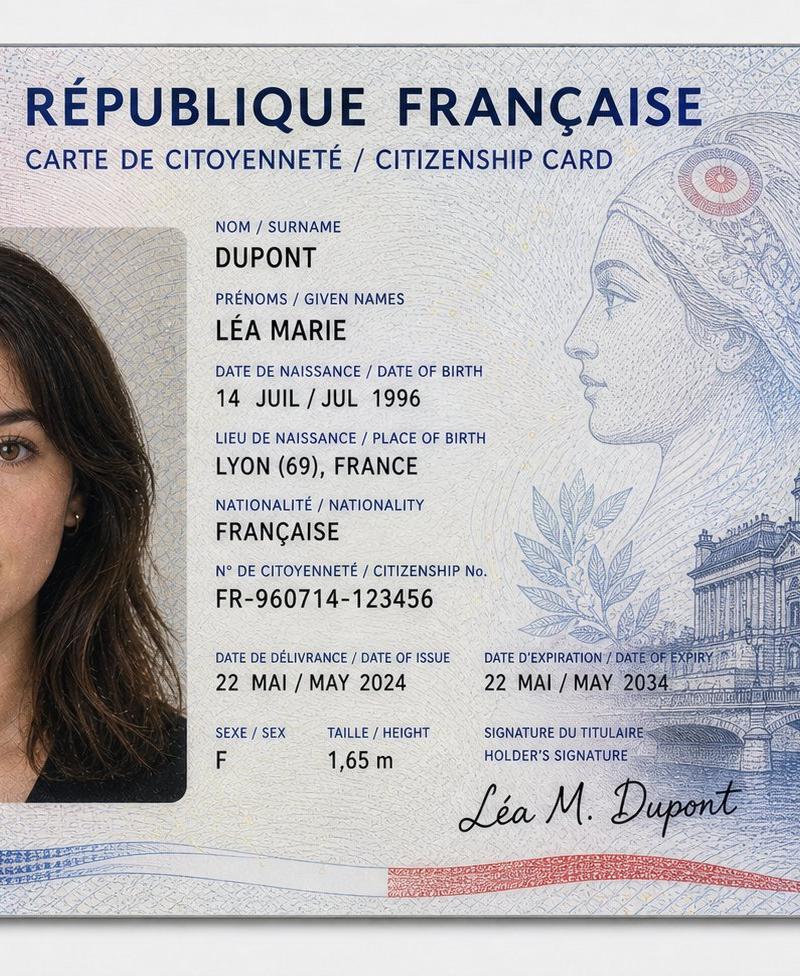 Photorealistic French ID card mockup: GPT Image 2 prompt