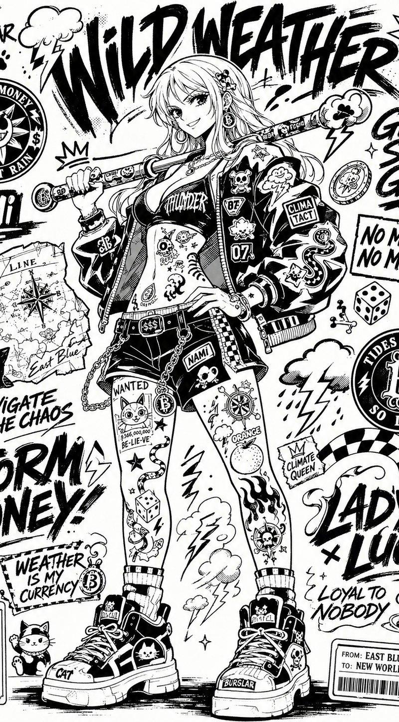 Black-and-white sticker-bomb street poster: GPT Image 2 prompt