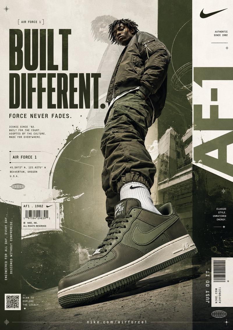 Nike Air Force 1 streetwear campaign poster: GPT Image 2 prompt