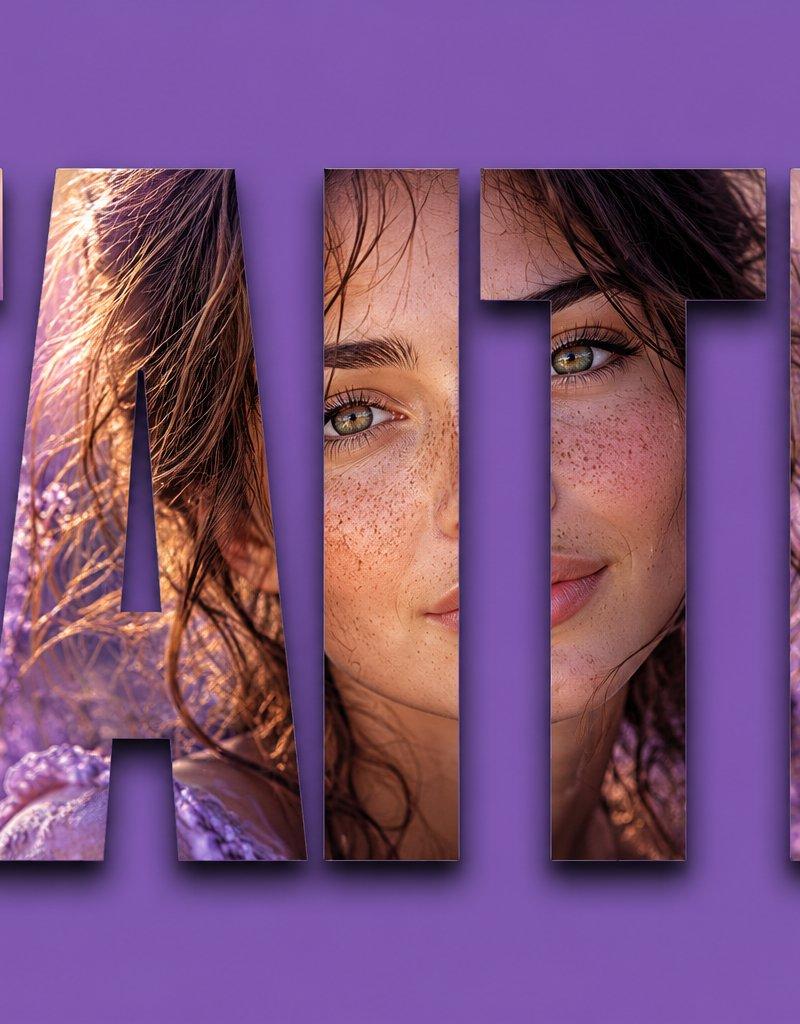 FAITH text-mask lavender portrait: GPT Image 2 prompt