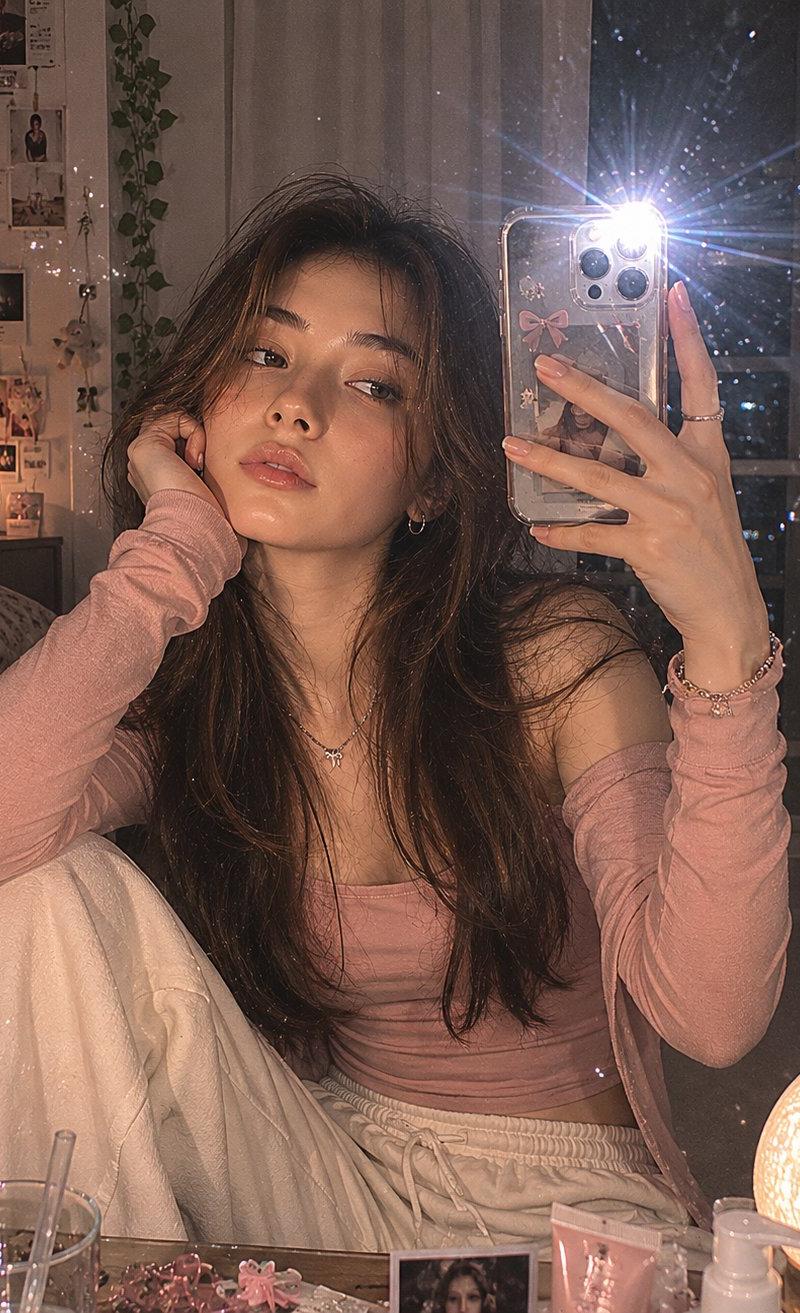 90s disposable-flash bedroom mirror selfie: GPT Image 2 prompt