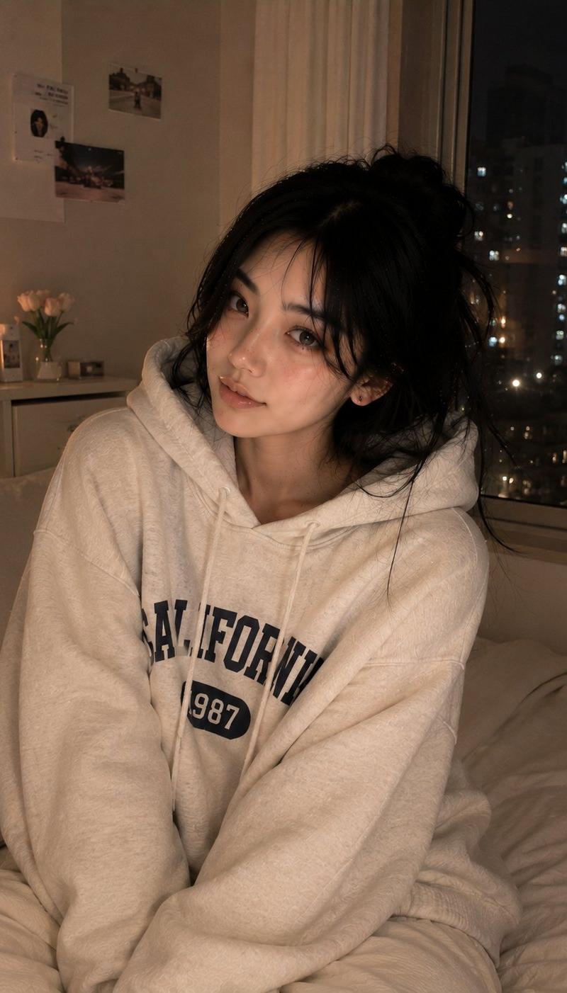 Cozy Korean bedroom night portrait: GPT Image 2 prompt