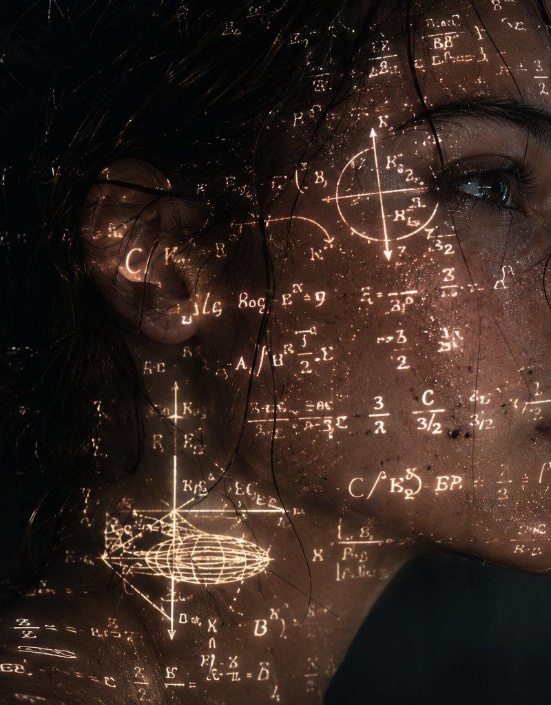Cyberpunk sci-fi portrait with math equations: GPT Image 2 prompt