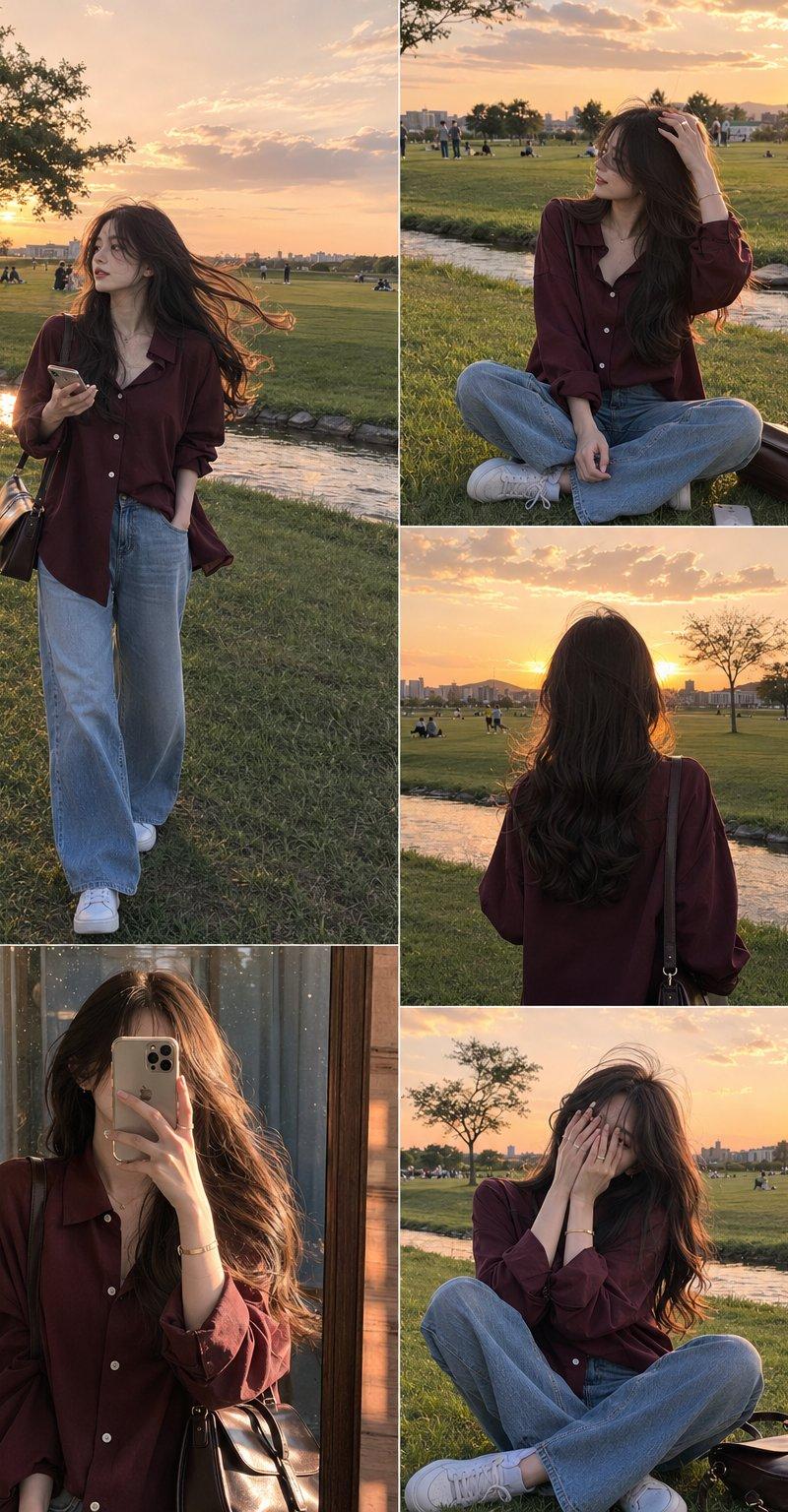 Korean fashion collage at golden hour: GPT Image 2 prompt