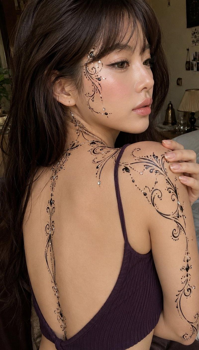 Festival body-art beauty selfie side profile: GPT Image 2 prompt