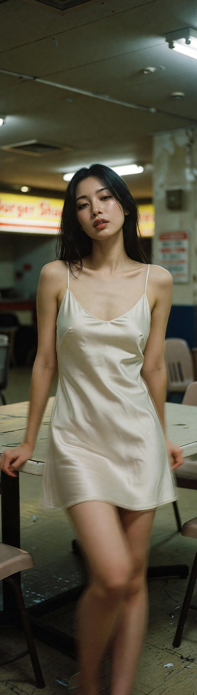 Retro CCD snapshot of woman in satin slip dress: GPT Image 2 prompt