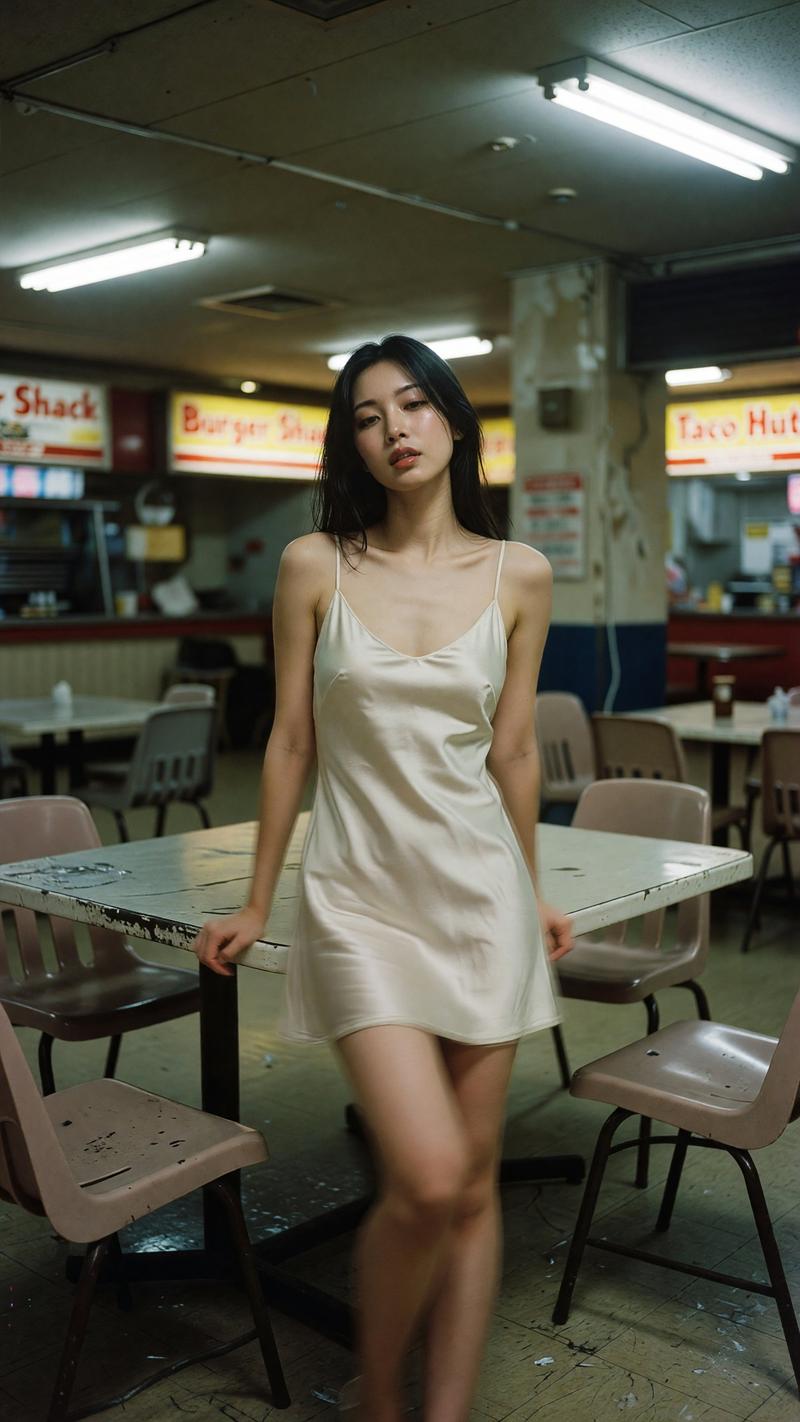 Retro CCD snapshot of woman in satin slip dress: GPT Image 2 prompt
