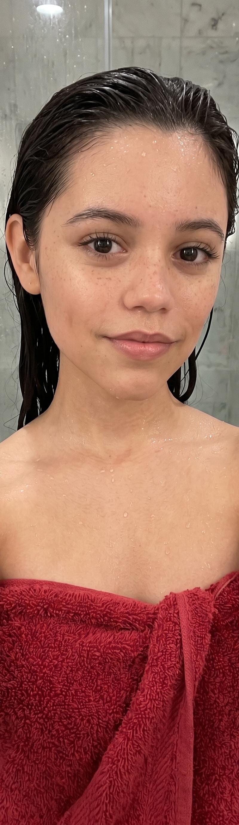 Wet-skin post-shower towel selfie: GPT Image 2 prompt