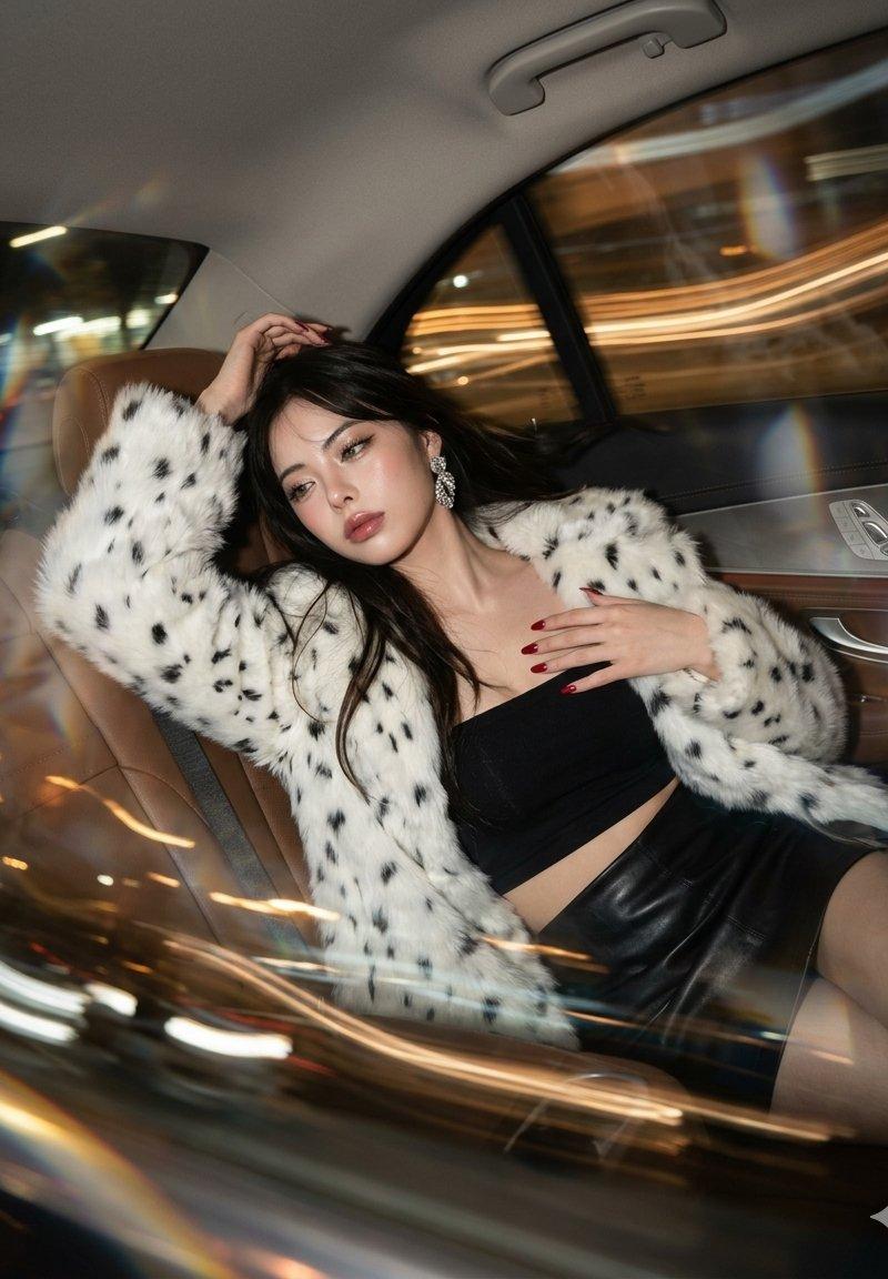 Luxury car backseat night-glam portrait: GPT Image 2 prompt