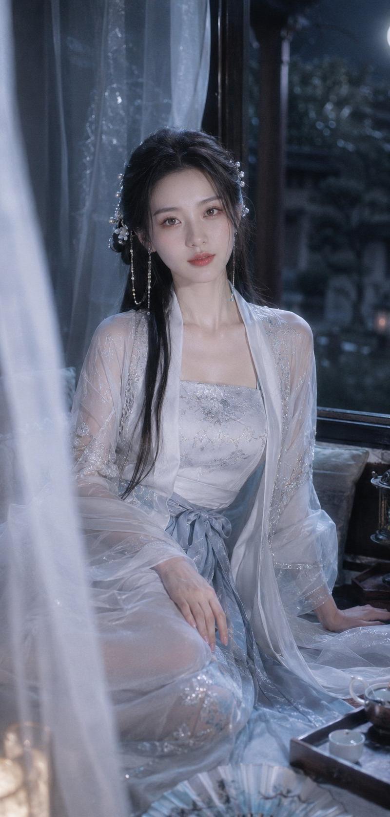 Moonlit guofeng hanfu window portrait: GPT Image 2 prompt