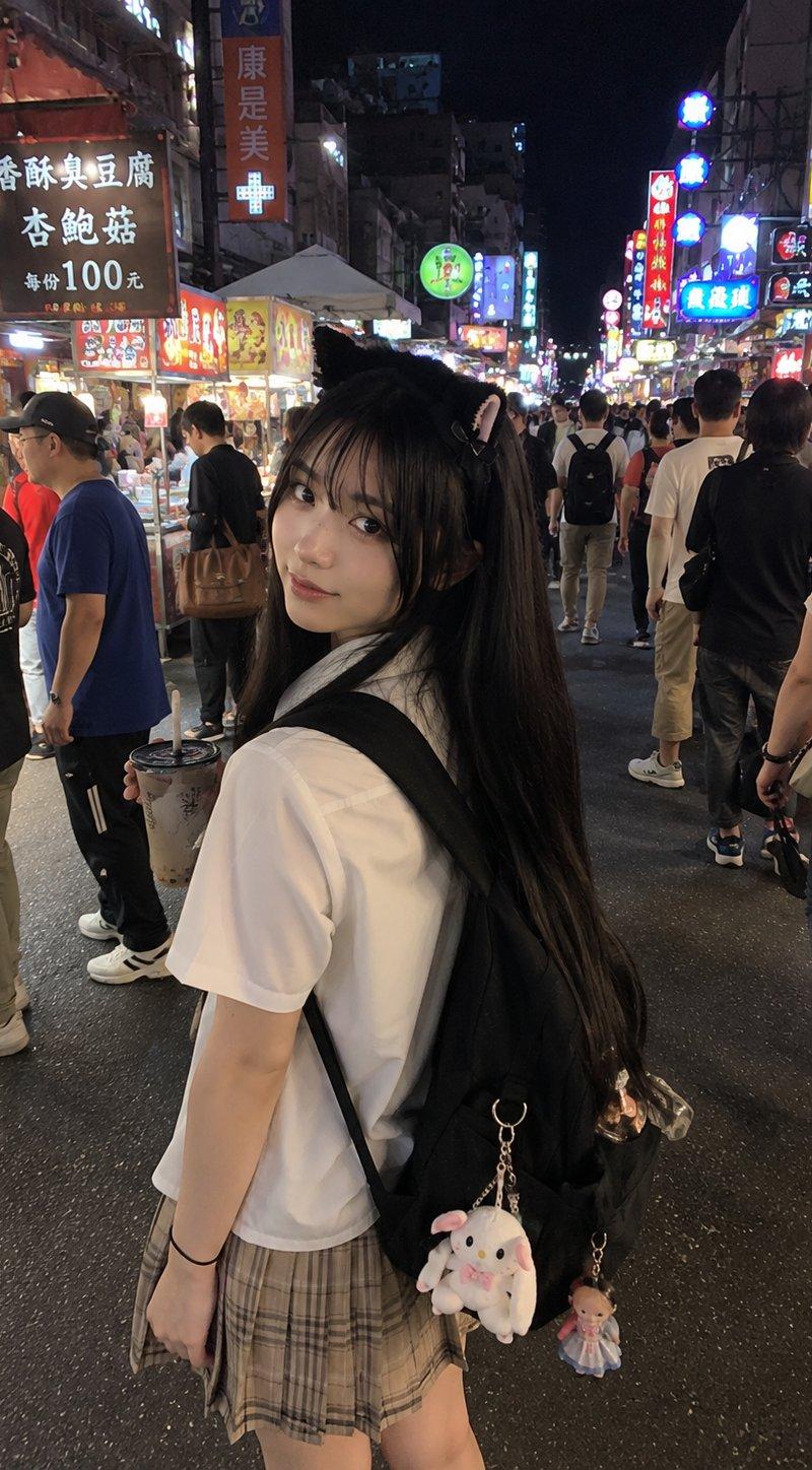 Night-market schoolgirl street snapshot: GPT Image 2 prompt