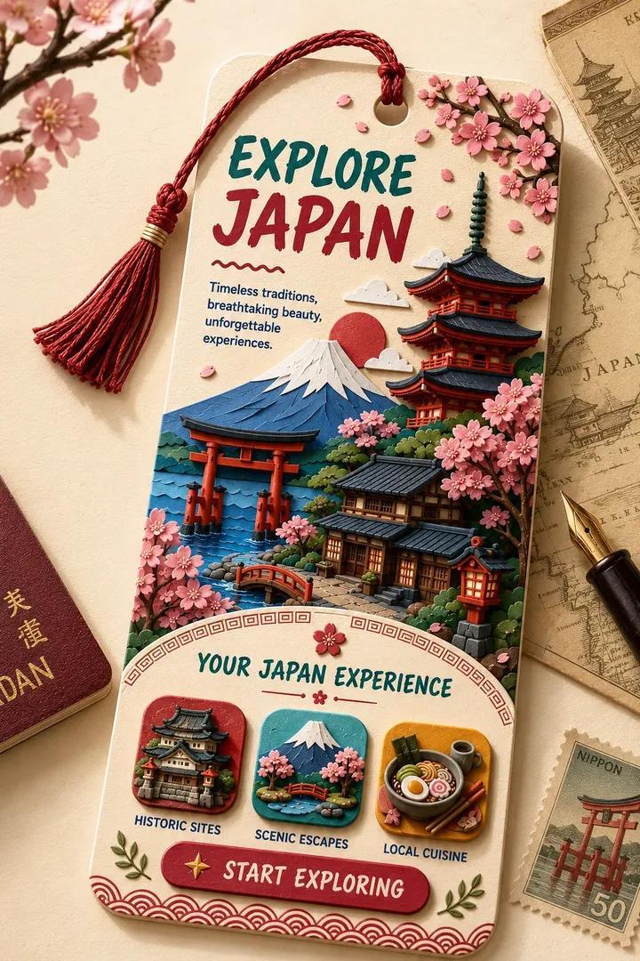 Papercraft travel bookmark: GPT Image 2 prompt