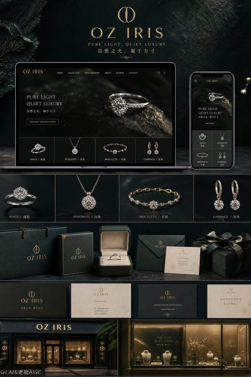 Luxury diamond jewelry brand board: GPT Image 2 prompt