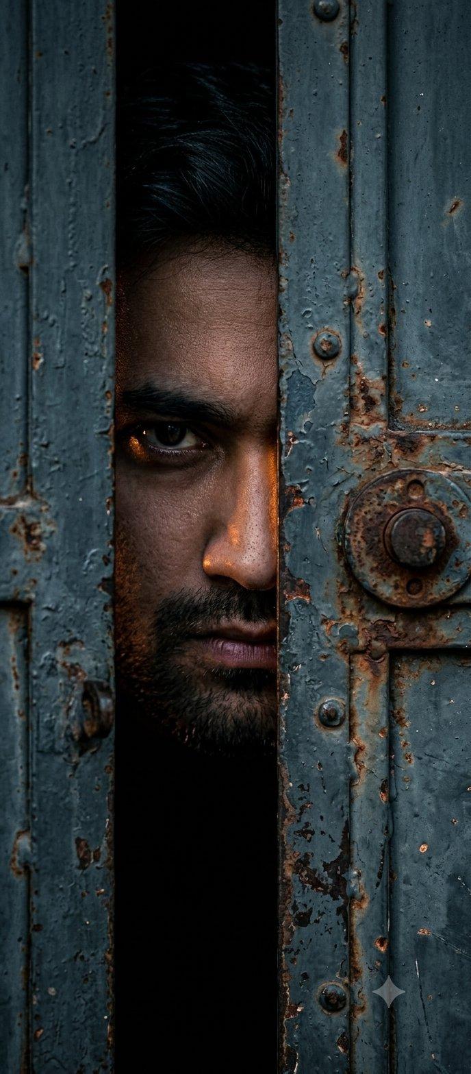 Cinematic door gap thriller close-up: GPT Image 2 prompt