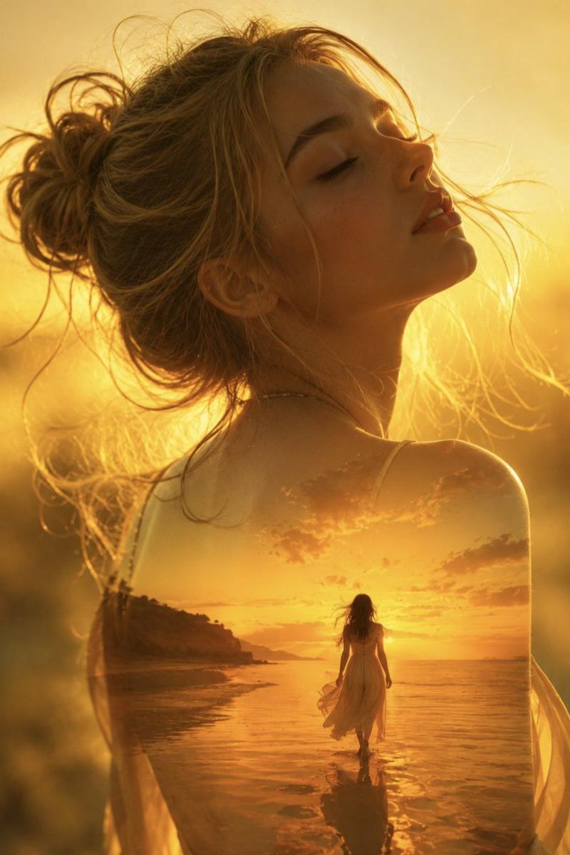 Sunset double exposure portrait: GPT Image 2 prompt