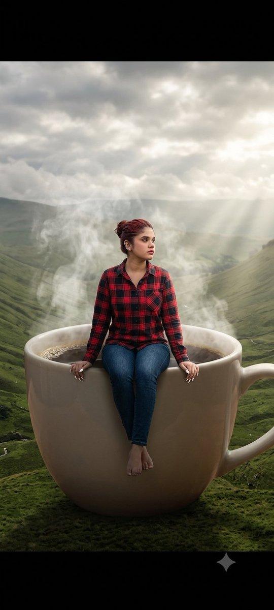 Giant coffee mug surreal scene: GPT Image 2 prompt