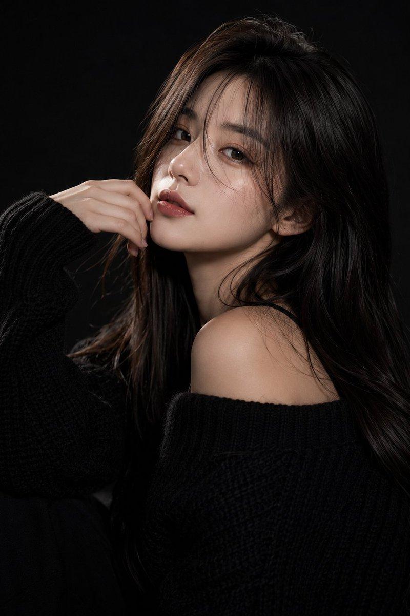 Black knit fashion beauty portrait: GPT Image 2 prompt
