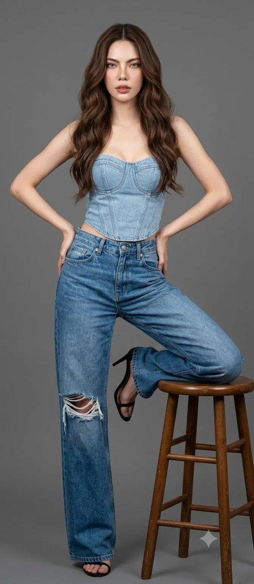 Denim studio fashion portrait: GPT Image 2 prompt