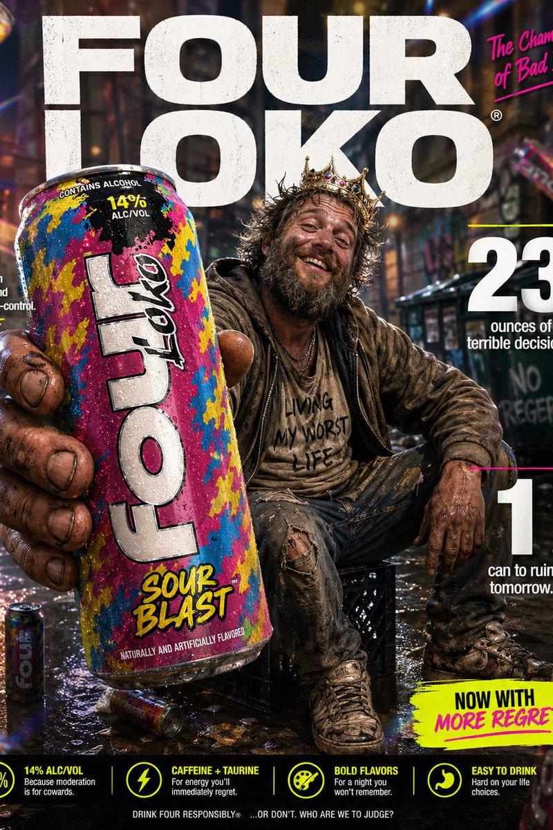 Four Loko parody ecommerce ad: GPT Image 2 prompt