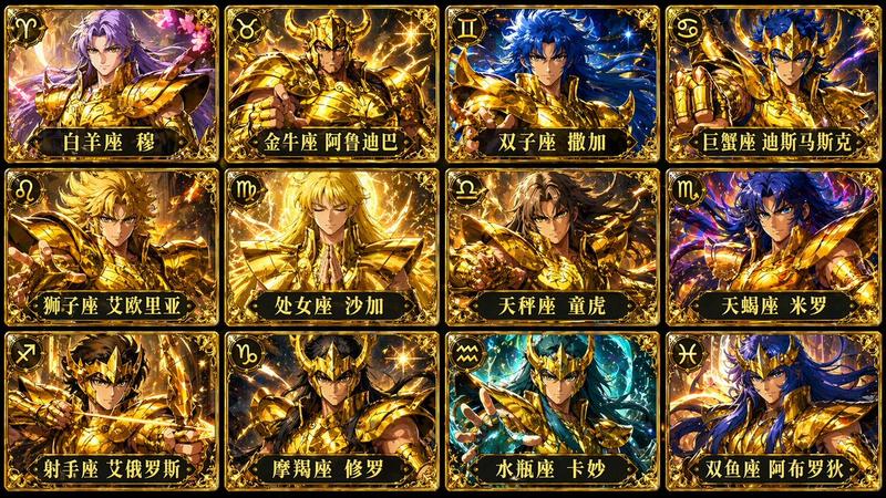 Saint Seiya Gold Saints: GPT Image 2 prompt