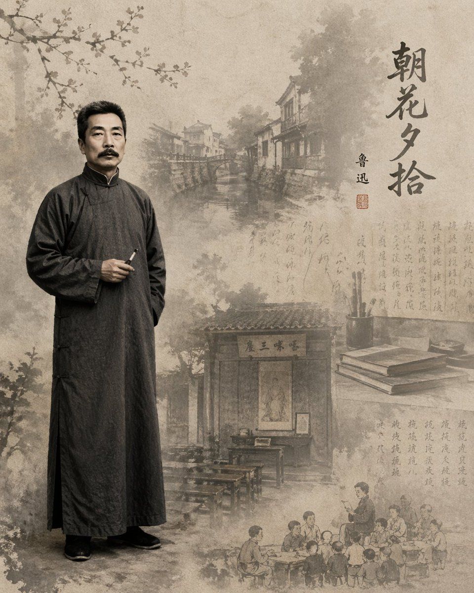 Lu Xun Dawn Blossoms scene: GPT Image 2 prompt