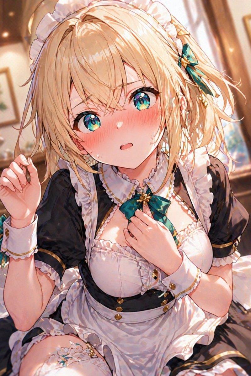 Anime maid in sunlit cafe: GPT Image 2 prompt