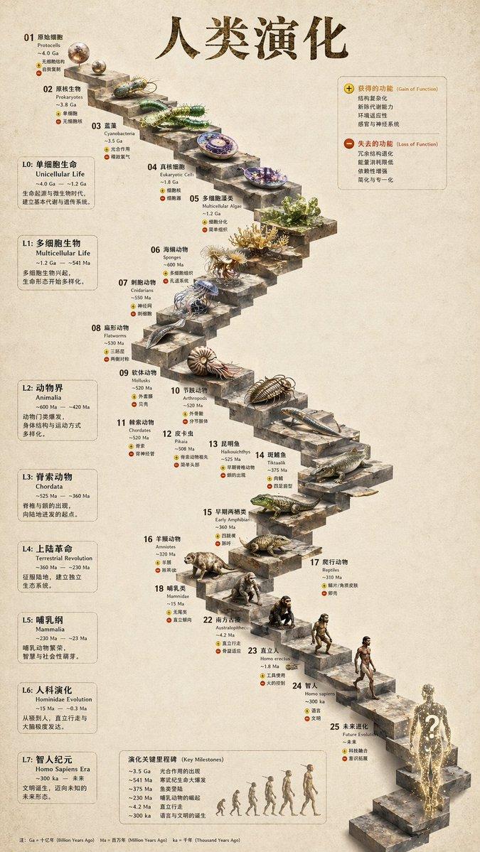 3D realistic evolution timeline: GPT Image 2 prompt