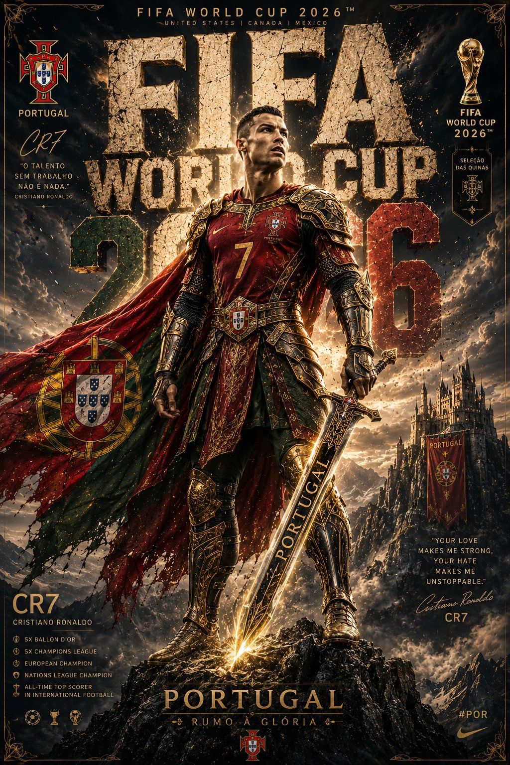 2026世界杯球员中世纪传奇骑士海报
