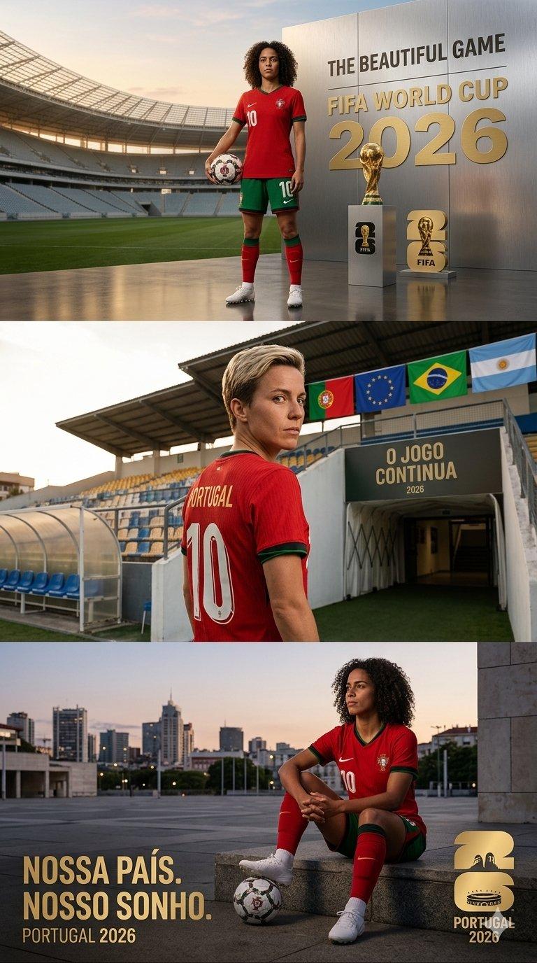 2026世界杯葡萄牙女足三栏组合海报