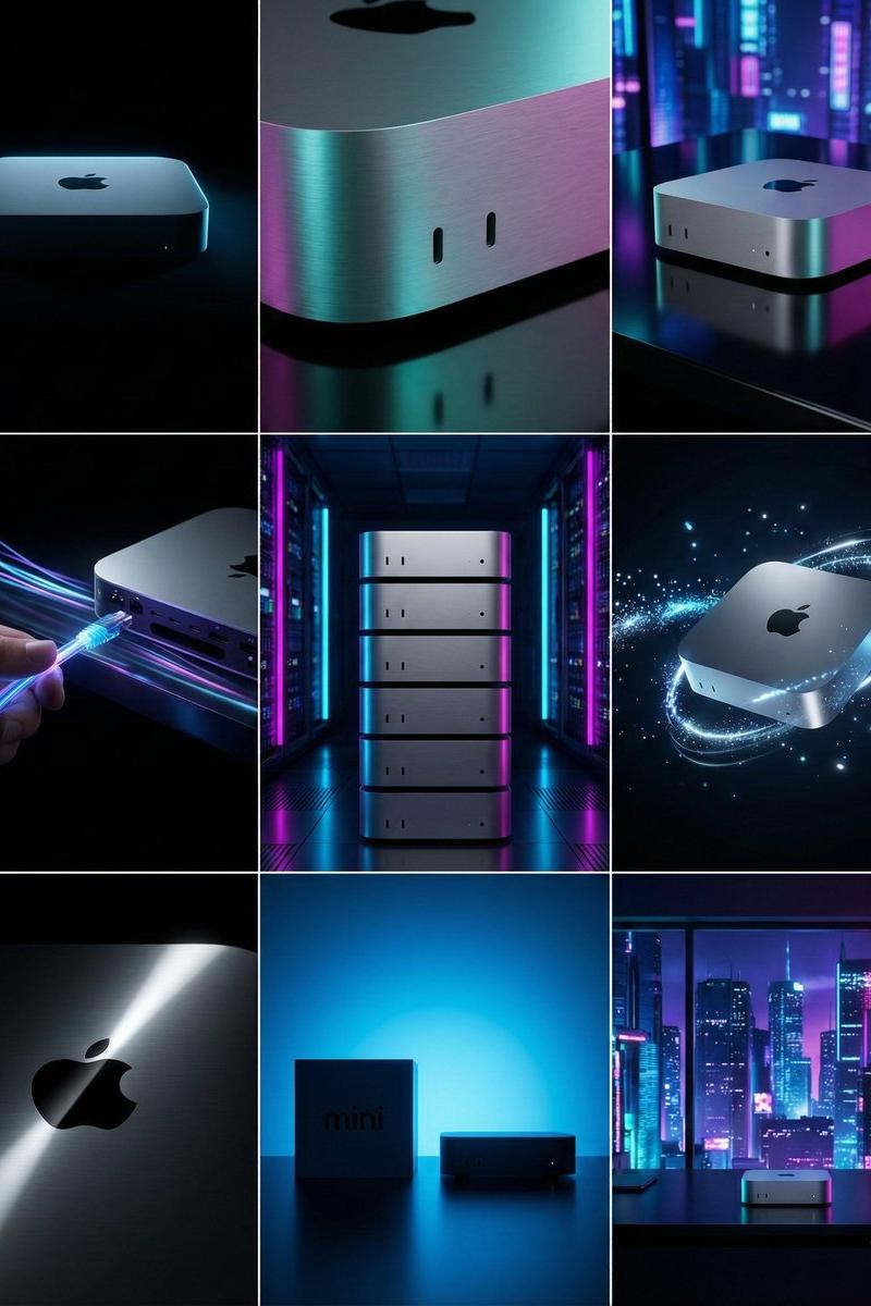 3x3 赛博朋克风 Mac mini 品牌视觉分镜设计