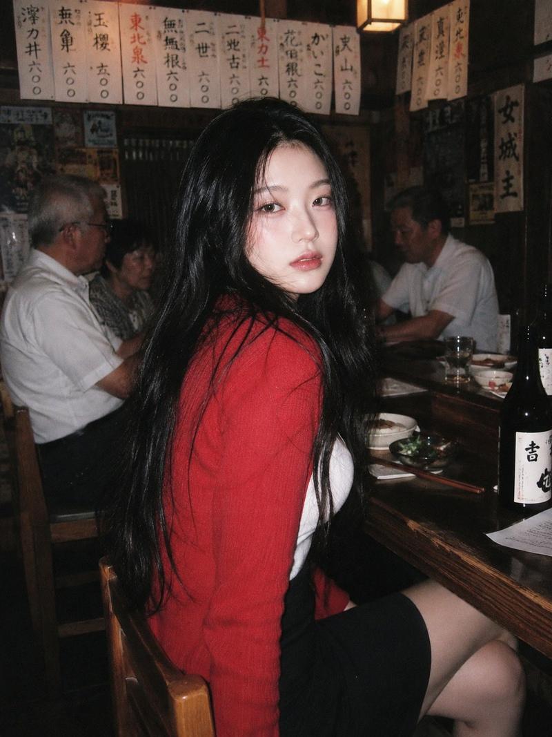 90年代日本居酒屋红衣少女胶片快照